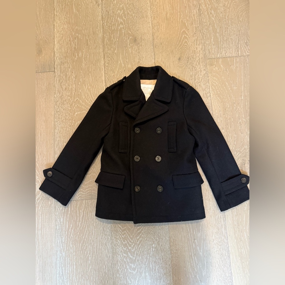 Authentic Burberry Classic Wool Black Kids Peacoat Jacket 6